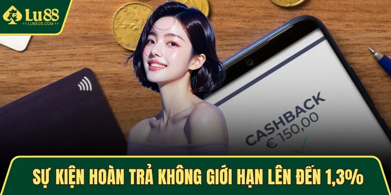 Sự kiện hoàn trả không giới hạn lên đến 1,3% tại LU88
